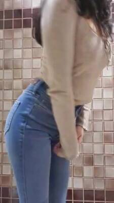 Showing Off Her Ass In Tight Denim Jeans on youpornvideos.one