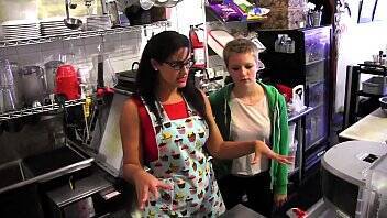 Young blonde Alani Pi has job interview as barista at Penny Barber's quick-service coffee shop on youpornvideos.one