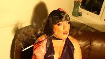 Latex Clad BBW Tina Snua Smoking A Cork Cigarette In A Long Holder - Glove Fetish - Britain on youpornvideos.one