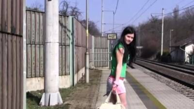 Teen and big monster Masturbating at the train station on youpornvideos.one