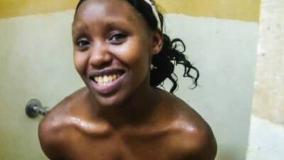 Ebony babe smiles before hardcore pounding in hotel bathroom on youpornvideos.one