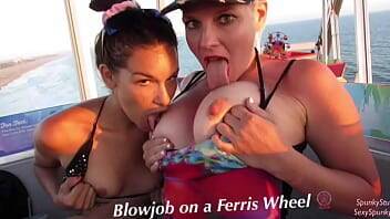 Must See! Risky Public Double Blowjob on a Ferris Wheel with Teen & MILF on youpornvideos.one