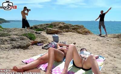 Spanish latina couples foursome at the beach - Spain on youpornvideos.one