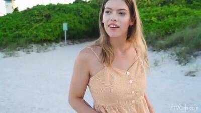 Magnificent bikini model, Leah got naked on the beach and did some nude posing and teasing on youpornvideos.one