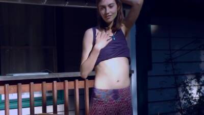 Cute Hippie Dancing In Skirt On Wooden Porch on youpornvideos.one