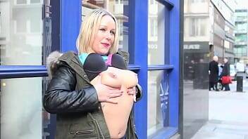 Busty pisses and strips in front of everyone without shame - Britain on youpornvideos.one