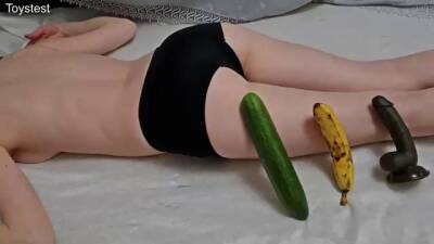 Hot girl is getting various fruits and vegetables inside her pussy, because it feels so fucking good on youpornvideos.one