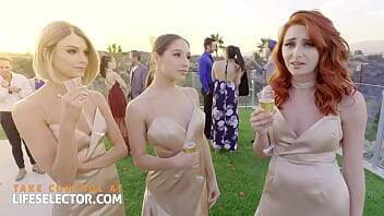 Three bridesmaids with wet tight pussies and one cock on youpornvideos.one