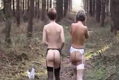 Sara and Jade strip in the woods - Britain on youpornvideos.one