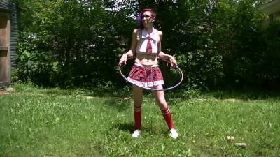 School Girl Milf Outside Hula Hoop And Trampoline on youpornvideos.one