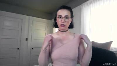 Brunette in glasses Casey Calvert gets naked in front of web camera on youpornvideos.one