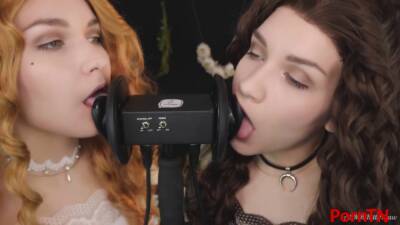 Kittyklaw Asmr - Patreon Asmr Twin Witches - Ear Licking - Mouth Sound on youpornvideos.one