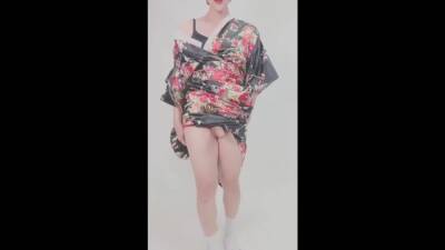 Sexy femboy is a geisha masturbating her cock no hands on youpornvideos.one