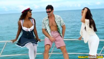 Ebony sailor woman Skylar Nicole gets her pussy rammed on the yacht on youpornvideos.one