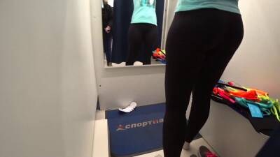 Mature milf and her young daughter in a public fitting room. Different swimsuits and mini bikinis on sexy big ass. - Russia on youpornvideos.one