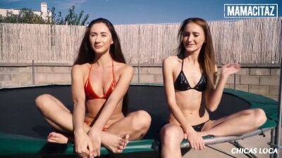 Skinny Brunette MAMACITAZ (Kira Parvati) And (Aruna Aghora) Enjoy Lesbian Sex On The Trampoline - Russia on youpornvideos.one