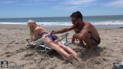 Sexy nude blonde gets intimate by the beach in quite the action on youpornvideos.one