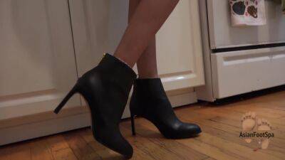 High Heeled Leather Boots While Making Dinner on youpornvideos.one