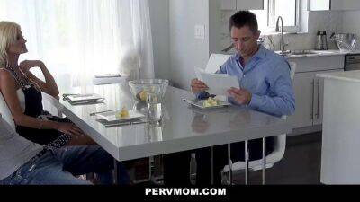 PervMom Horny Blonde Milf Jerks Stepson At Table on youpornvideos.one