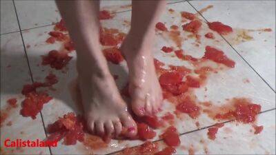 Several Tomatoes Are Crushed Under My Wonderful Bare Feet on youpornvideos.one