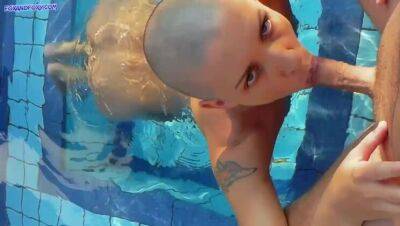 Hot anal sex at the pool with bald girl on her birthday on youpornvideos.one