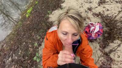 Busty blonde wife sucks then fucks her husband outdoors on youpornvideos.one