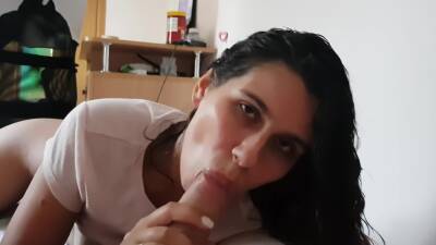 Sexy Brunette Sucks Big Cock Deep And Licks Balls To Cum Hard In Mouth on youpornvideos.one