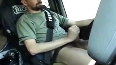 Str8 French trucker jerks his cock while driving - France on youpornvideos.one