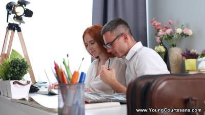 Jessie Way - Redhead's studies were interrupted by a cock on youpornvideos.one