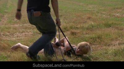 Submissive naked chick enjoys hardcore bondage and rough BDSM outside on youpornvideos.one