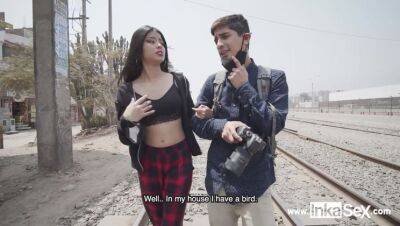 Petite Venezuelan model is approached by Peruvian near train line - Peru on youpornvideos.one