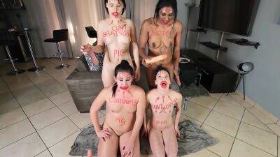 3 Naked Sluts And Myself Same Tame Exercise Gagging On Dildos Getting Faces Spat On Lipstick on youpornvideos.one