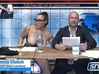 Camsoda-Newscaster rides sybian during news on youpornvideos.one