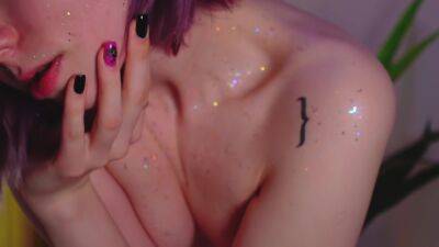 Purple Hair Teen Puts Glitter On Naked Body on youpornvideos.one