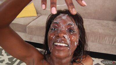 Best facial for this skinny ebony during her first gangbang special on youpornvideos.one