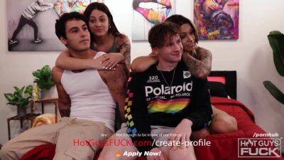 Busty Tattooed Latina Shows New Hunk How To Fuck! - swingers swapping in foursome on youpornvideos.one