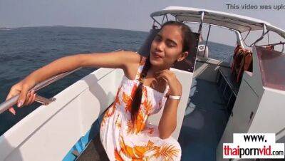 Skinny amateur Thai teen Cherry fucked on a boat outdoor in doggystyle - Thailand on youpornvideos.one