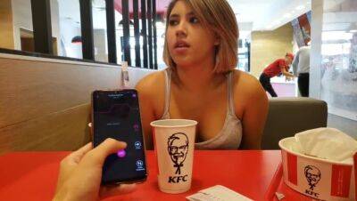 KFC public lush control and creampie in the bathroom on youpornvideos.one