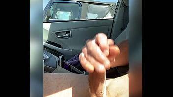 Naked driving dick masturbation cum next to jeep on youpornvideos.one