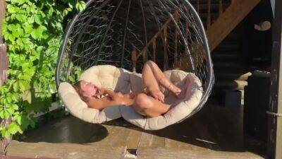 Blonde Fucks Her Didlo With A Big Rubber Dick On A Swing on youpornvideos.one