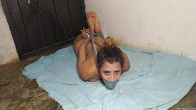 Hysterical Bondage Prisoner Hogtied Naked And Squirming In The Basement! on youpornvideos.one