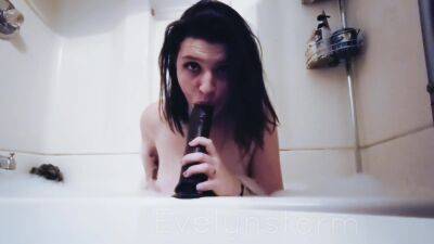 Sucking And Gagging On A Big Dildo In The Bathtub on youpornvideos.one