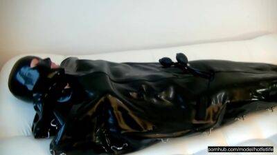 Sexy Latex Slave In The Rubber Bondage Body Bag on youpornvideos.one