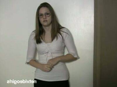 Ugly pale nerd in glasses Amy kneels down to suck a tasty cock for gooey cum on youpornvideos.one