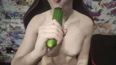 Having fun with a cucumber on youpornvideos.one