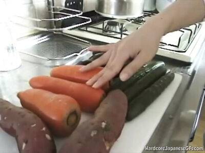 Japanese Babe insert Carrot on her hairy pussy masturbating - Japan on youpornvideos.one