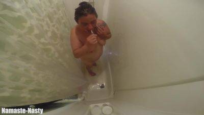 Whore Takes A Shower Spreads Legs Gags And Cleans And Shows Her Shaved Fuck Holes on youpornvideos.one