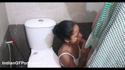 Indian girl sucking dick and bending over to take that cock in her snug little pussy in bathroom - India on youpornvideos.one