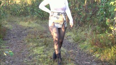 Forest Walk In Black Pantyhose on youpornvideos.one