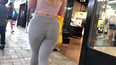 Sexy Blonde bubble in tight leggings on youpornvideos.one